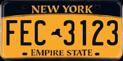 NY license plate FEC3123