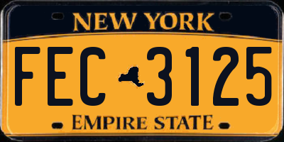 NY license plate FEC3125