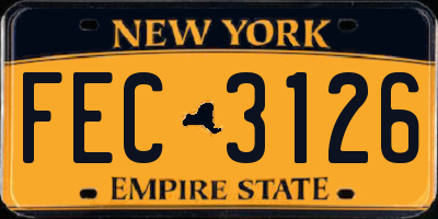 NY license plate FEC3126
