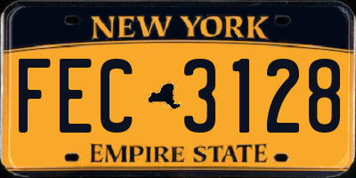 NY license plate FEC3128