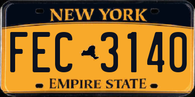 NY license plate FEC3140