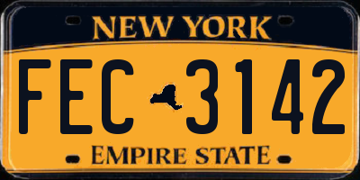 NY license plate FEC3142