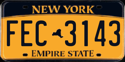 NY license plate FEC3143