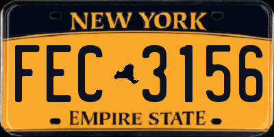 NY license plate FEC3156