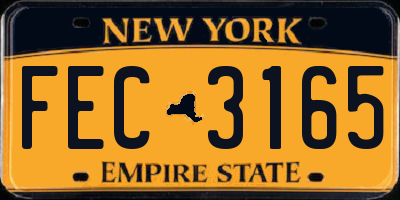 NY license plate FEC3165