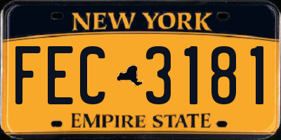 NY license plate FEC3181