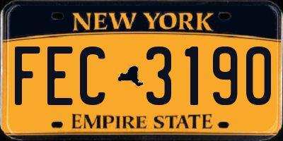 NY license plate FEC3190