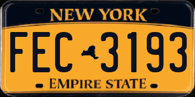 NY license plate FEC3193