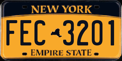 NY license plate FEC3201