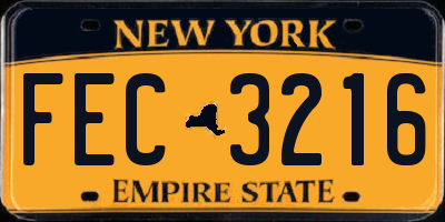 NY license plate FEC3216