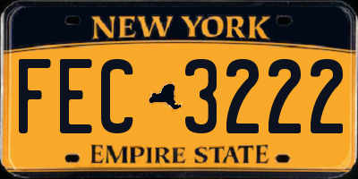NY license plate FEC3222