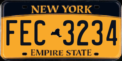 NY license plate FEC3234