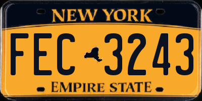 NY license plate FEC3243