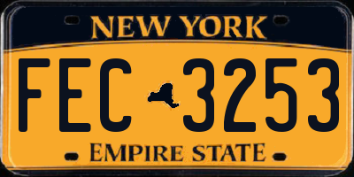 NY license plate FEC3253