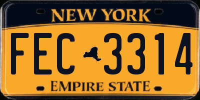NY license plate FEC3314
