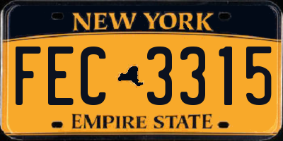NY license plate FEC3315
