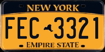 NY license plate FEC3321