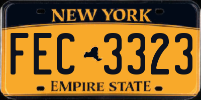 NY license plate FEC3323