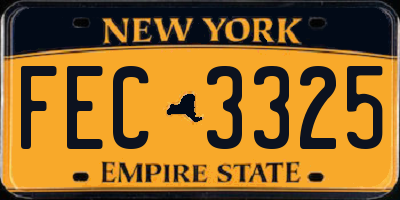 NY license plate FEC3325