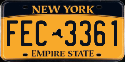 NY license plate FEC3361