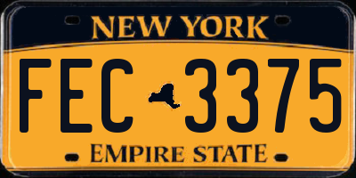 NY license plate FEC3375