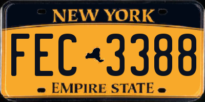 NY license plate FEC3388