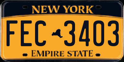 NY license plate FEC3403