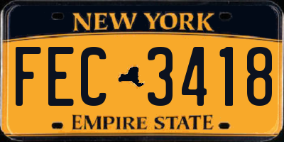 NY license plate FEC3418