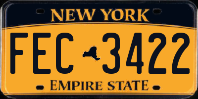 NY license plate FEC3422