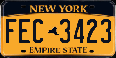 NY license plate FEC3423