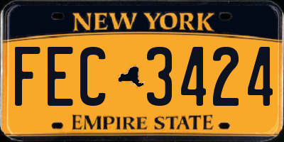 NY license plate FEC3424
