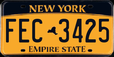 NY license plate FEC3425
