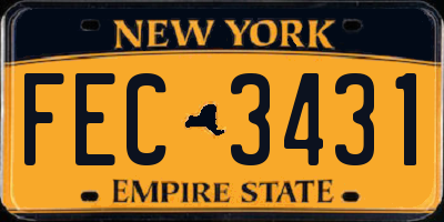 NY license plate FEC3431