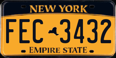 NY license plate FEC3432