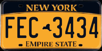 NY license plate FEC3434