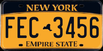 NY license plate FEC3456