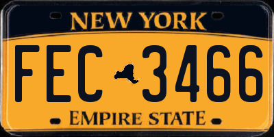 NY license plate FEC3466