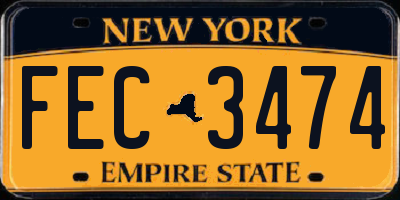NY license plate FEC3474