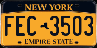 NY license plate FEC3503