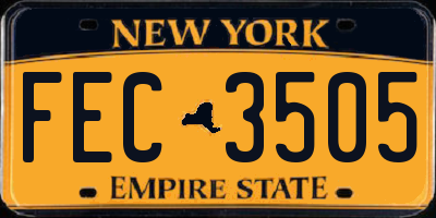 NY license plate FEC3505