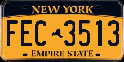 NY license plate FEC3513