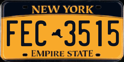 NY license plate FEC3515