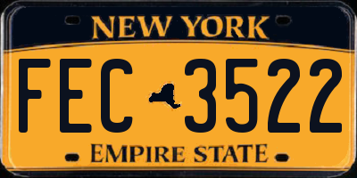 NY license plate FEC3522