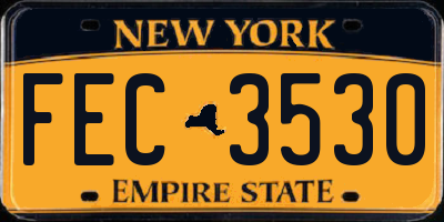 NY license plate FEC3530