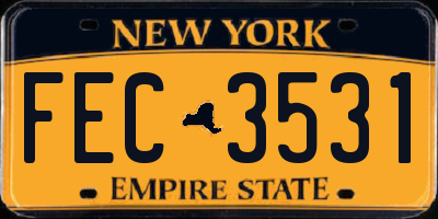 NY license plate FEC3531
