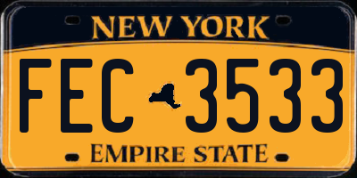 NY license plate FEC3533