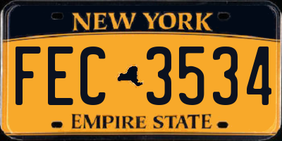 NY license plate FEC3534