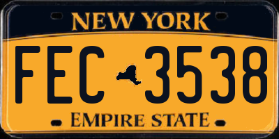 NY license plate FEC3538