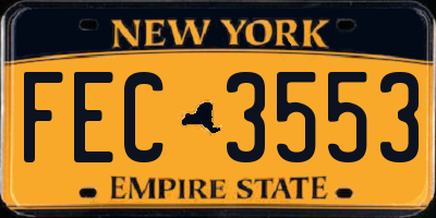NY license plate FEC3553