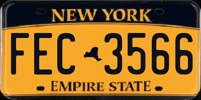 NY license plate FEC3566
